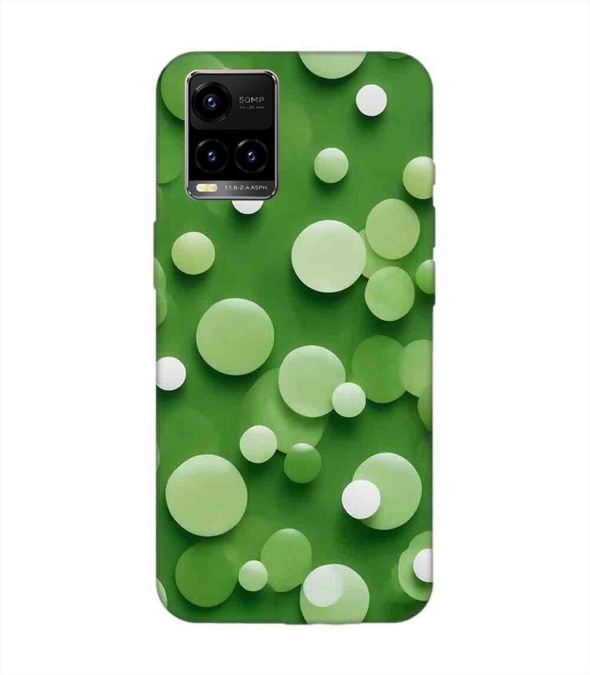 Printed Back Cover for Vivo Y21 Close Up Green Background With White Polka Dots