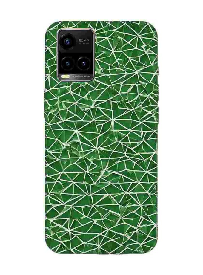 Printed Back Cover for Vivo Y21 Close Up Green White Geometric Pattern