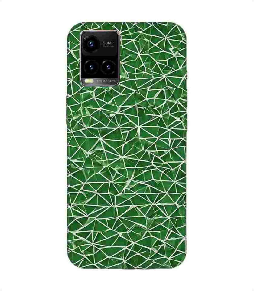 Printed Back Cover for Vivo Y21 Close Up Green White Geometric Pattern