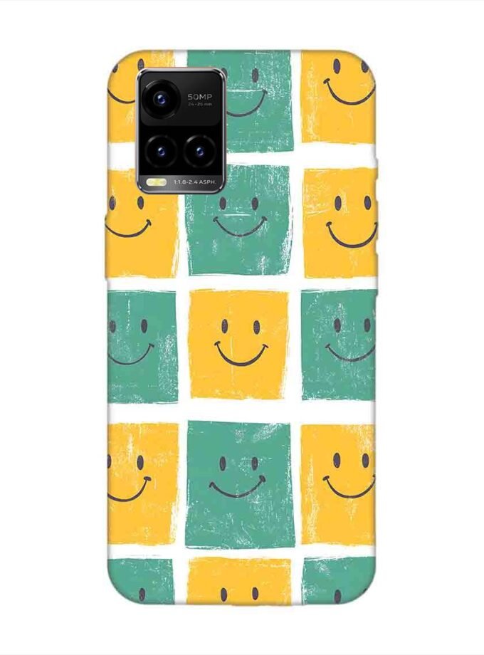 Printed Back Cover for Vivo Y21 Close Up Pattern Smiley Faces