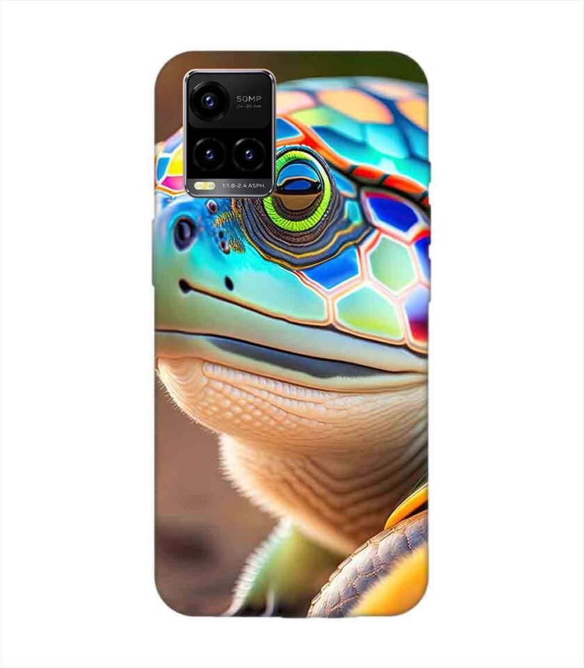 Printed Back Cover for Vivo Y21E Close Up Cute Turtle