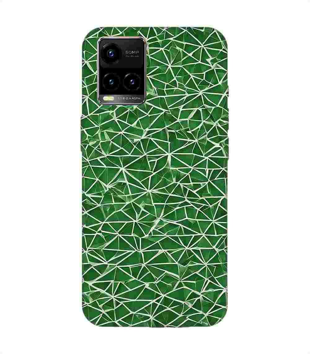 Printed Back Cover for Vivo Y21G Close Up Green White Geometric Pattern