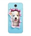 Printed Back Cover for Vivo Y21L Close Up Dog Looking Out Hole Wall