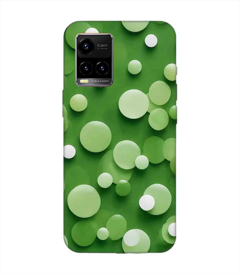 Printed Back Cover for Vivo Y21T Close Up Green Background With White Polka Dots