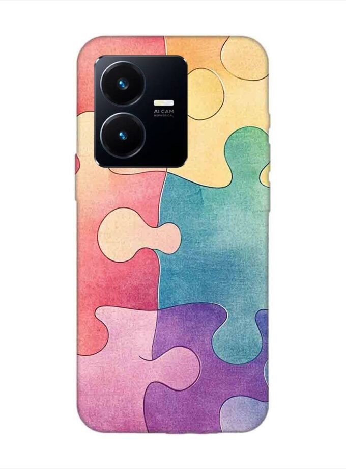 Printed Back Cover for Vivo Y22 Close Up Colorful Puzzle Piece