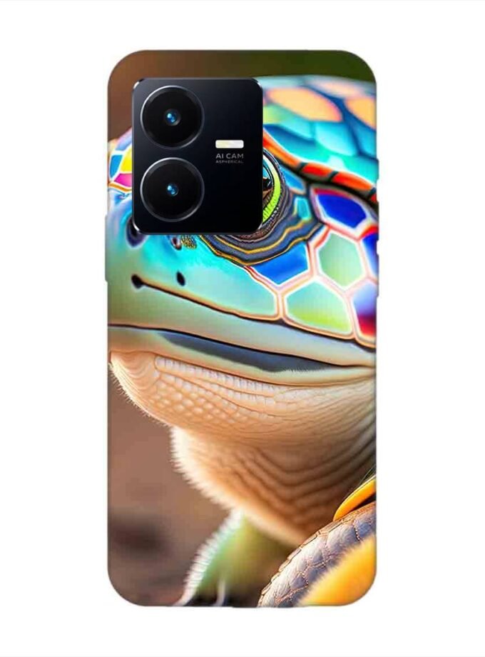 Printed Back Cover for Vivo Y22 Close Up Cute Turtle