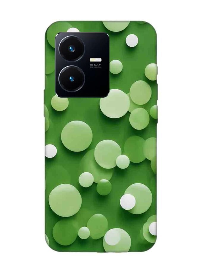 Printed Back Cover for Vivo Y22 Close Up Green Background With White Polka Dots