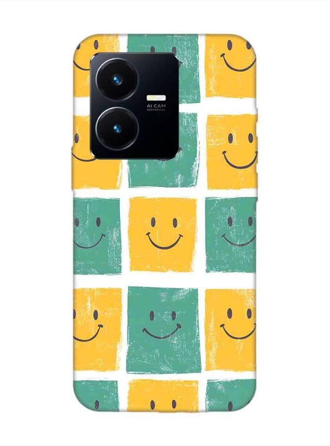 Printed Back Cover for Vivo Y22 Close Up Pattern Smiley Faces