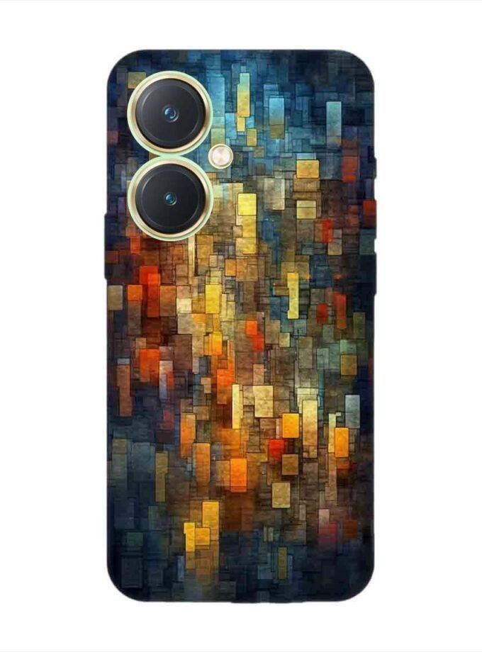 Printed Back Cover for Vivo Y27 Close Up Colorful Mosaic Squares Shapes