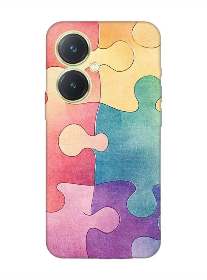 Printed Back Cover for Vivo Y27 Close Up Colorful Puzzle Piece
