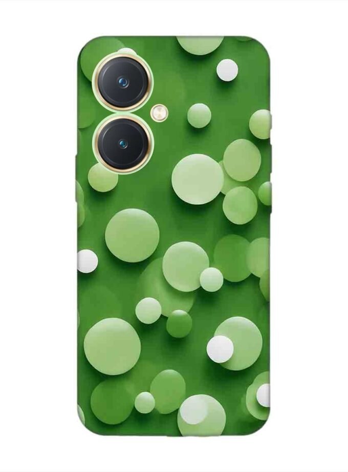 Printed Back Cover for Vivo Y27 Close Up Green Background With White Polka Dots