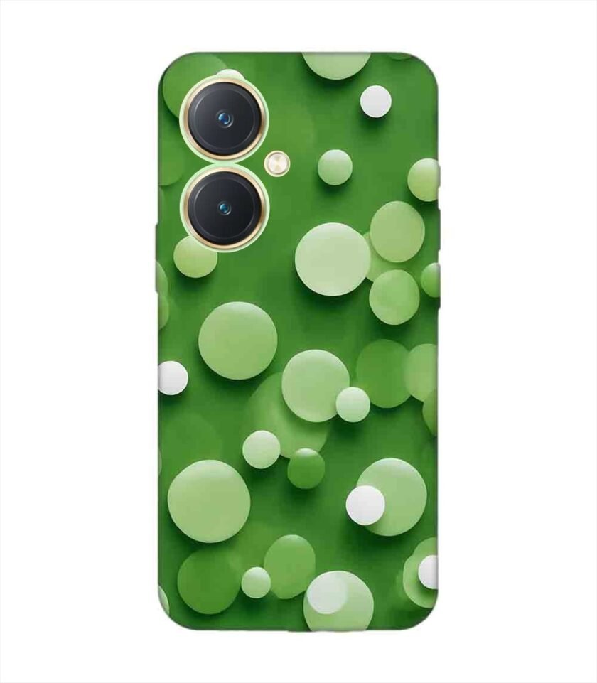 Printed Back Cover for Vivo Y27 Close Up Green Background With White Polka Dots