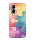 Printed Back Cover for Vivo Y28 (5G) Close Up Colorful Puzzle Piece