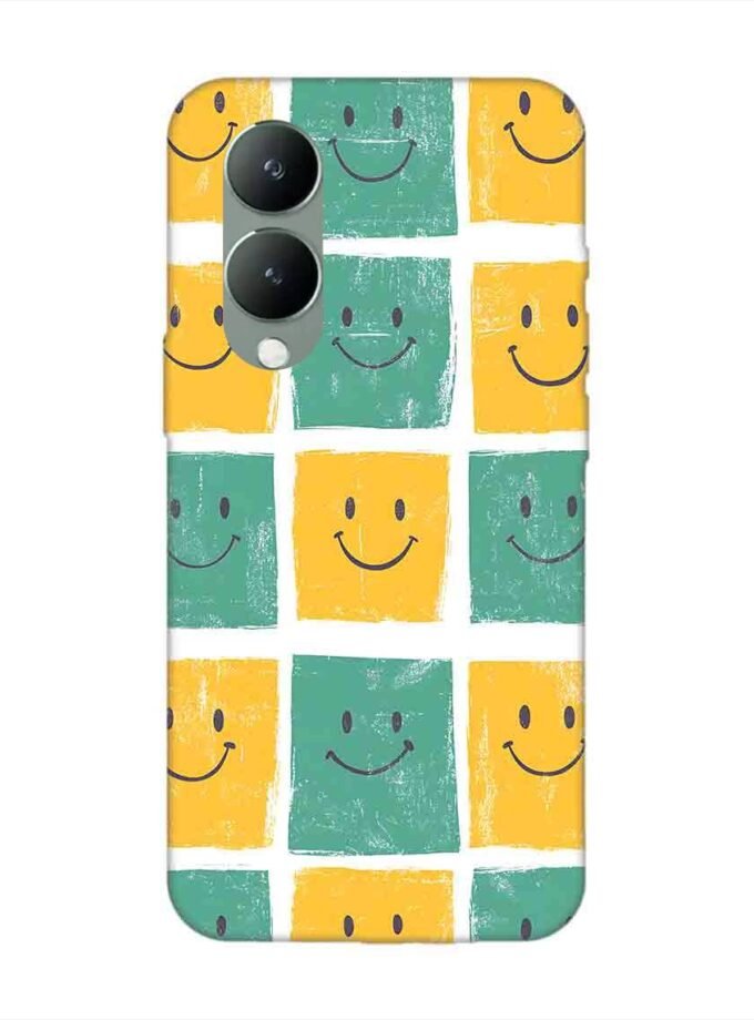 Printed Back Cover for Vivo Y28 (5G) Close Up Pattern Smiley Faces