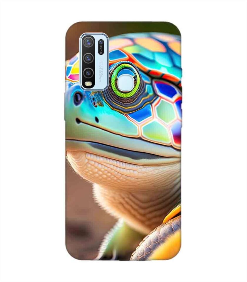 Printed Back Cover for Vivo Y30 Close Up Cute Turtle