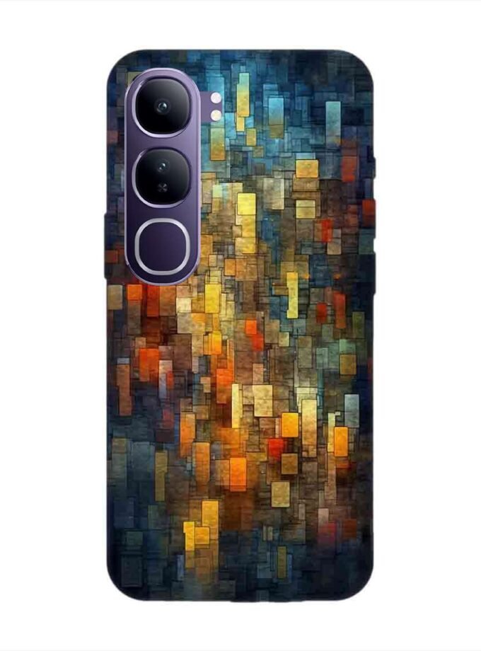 Printed Back Cover for Vivo Y300 (5G) Close Up Colorful Mosaic Squares Shapes