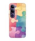 Printed Back Cover for Vivo Y300 (5G) Close Up Colorful Puzzle Piece
