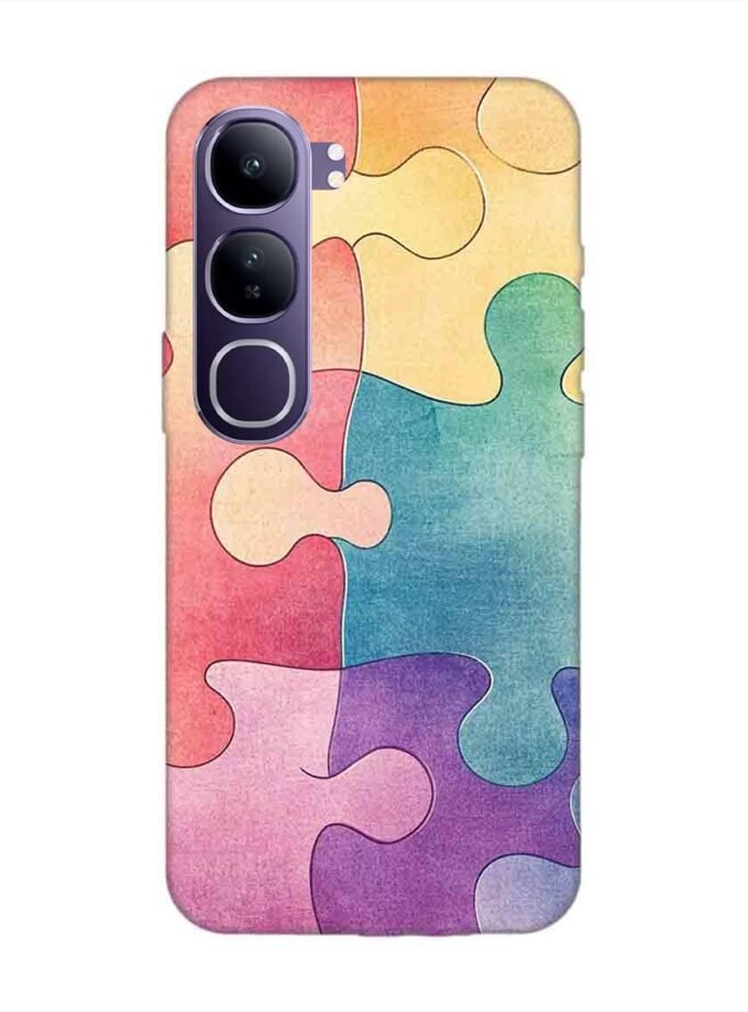 Printed Back Cover for Vivo Y300 (5G) Close Up Colorful Puzzle Piece