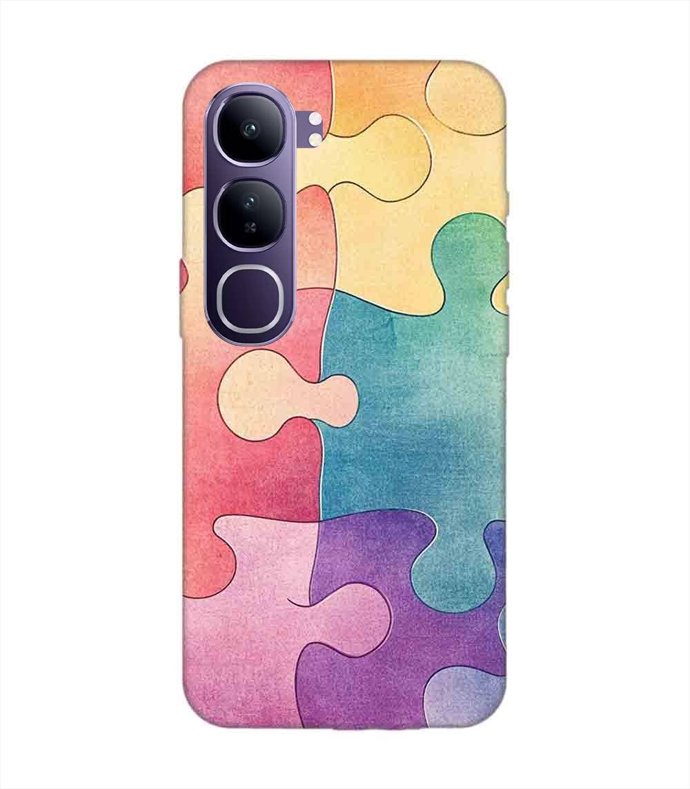 Printed Back Cover for Vivo Y300 (5G) Close Up Colorful Puzzle Piece