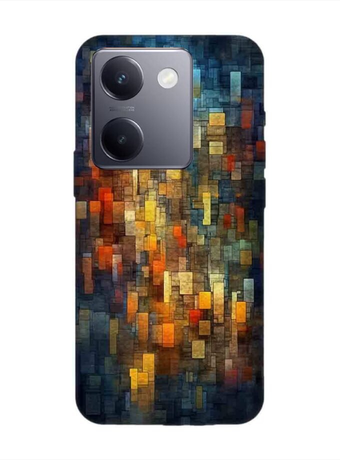 Printed Back Cover for Vivo Y300 Plus (5G) Close Up Colorful Mosaic Squares Shapes