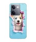 Printed Back Cover for Vivo Y300 Plus (5G) Close Up Dog Looking Out Hole Wall