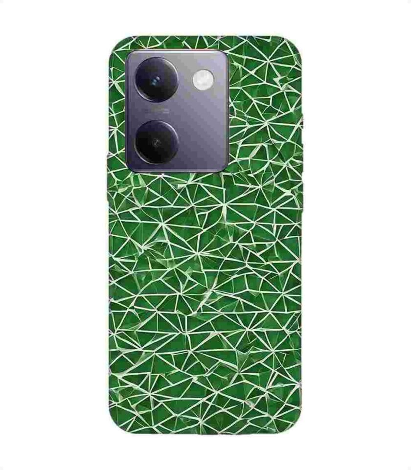 Printed Back Cover for Vivo Y300 Plus (5G) Close Up Green White Geometric Pattern