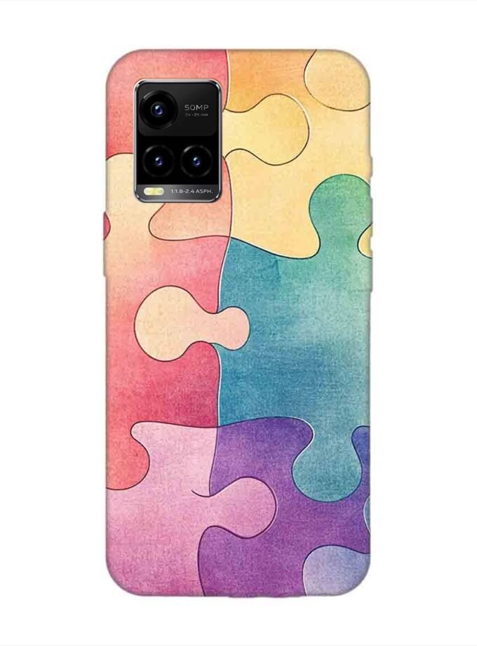 Printed Back Cover for Vivo Y33T Close Up Colorful Puzzle Piece