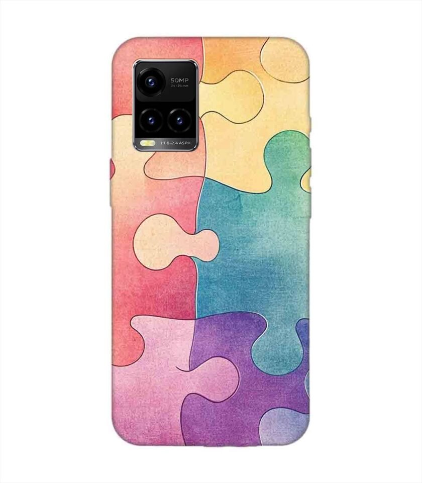 Printed Back Cover for Vivo Y33T Close Up Colorful Puzzle Piece
