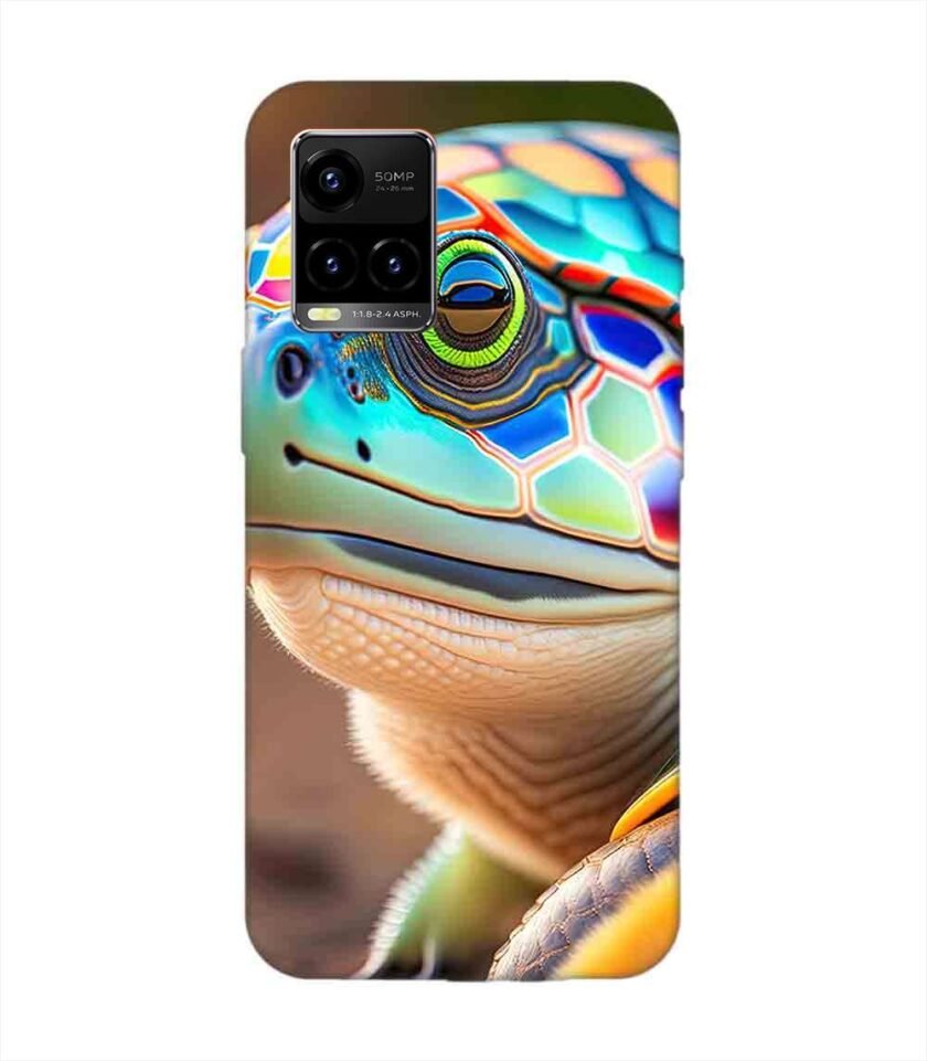 Printed Back Cover for Vivo Y33T Close Up Cute Turtle