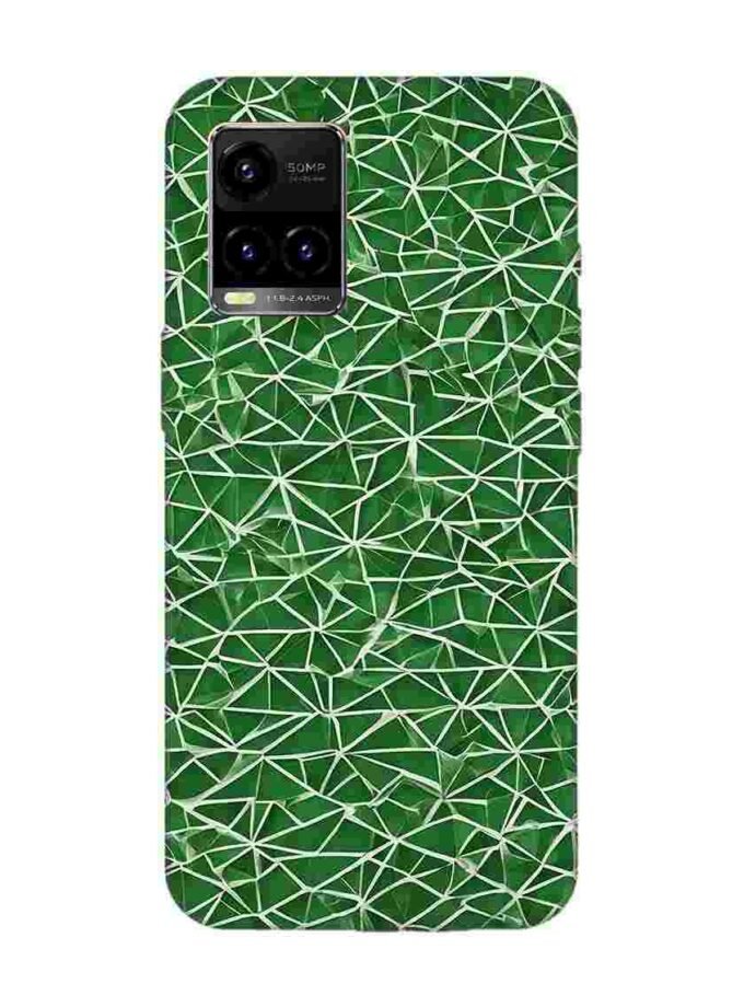 Printed Back Cover for Vivo Y33T Close Up Green White Geometric Pattern