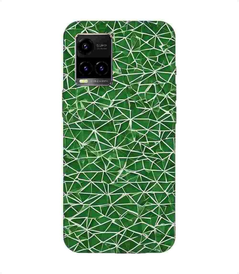 Printed Back Cover for Vivo Y33T Close Up Green White Geometric Pattern