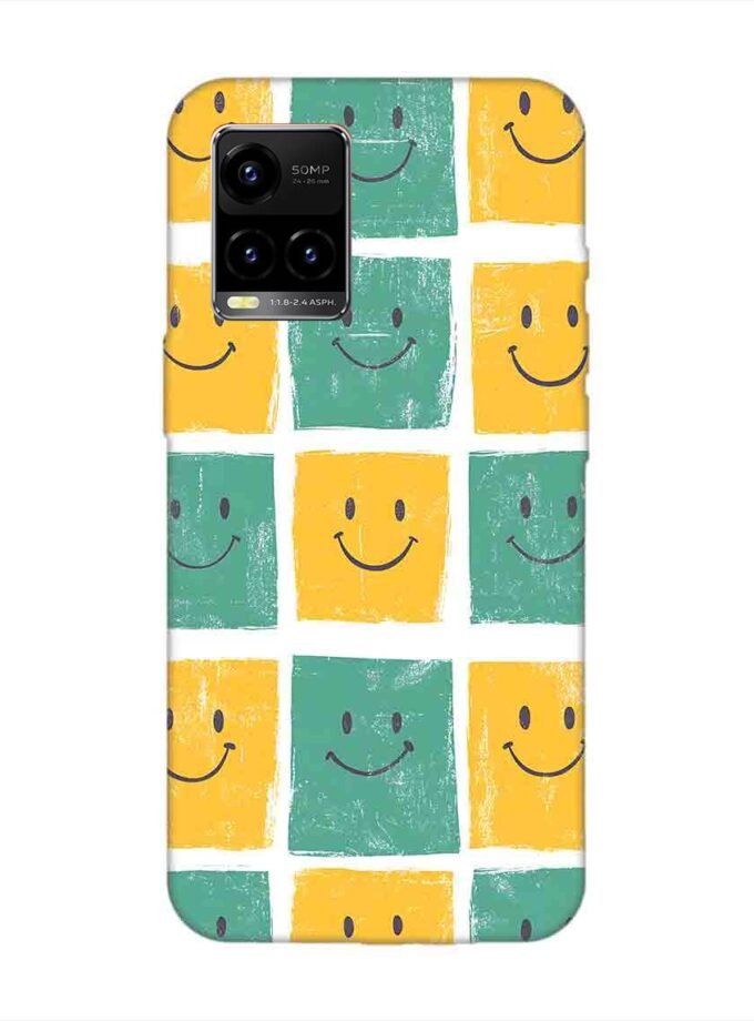 Printed Back Cover for Vivo Y33T Close Up Pattern Smiley Faces