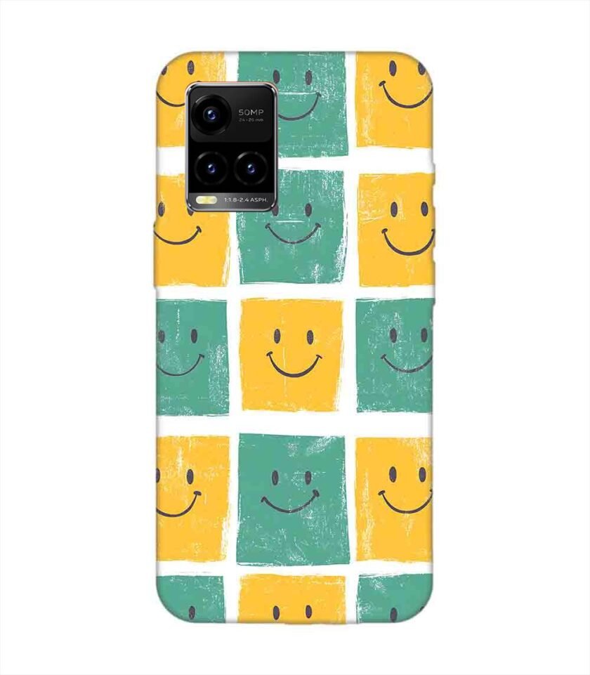 Printed Back Cover for Vivo Y33T Close Up Pattern Smiley Faces