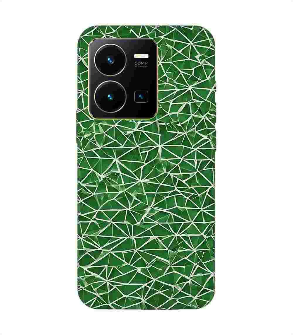 Printed Back Cover for Vivo Y35 Close Up Green White Geometric Pattern