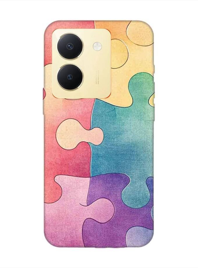 Printed Back Cover for Vivo Y36 Close Up Colorful Puzzle Piece