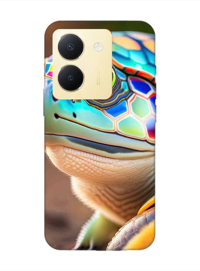 Printed Back Cover for Vivo Y36 Close Up Cute Turtle