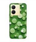 Printed Back Cover for Vivo Y36 Close Up Green Background With White Polka Dots