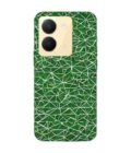 Printed Back Cover for Vivo Y36 Close Up Green White Geometric Pattern