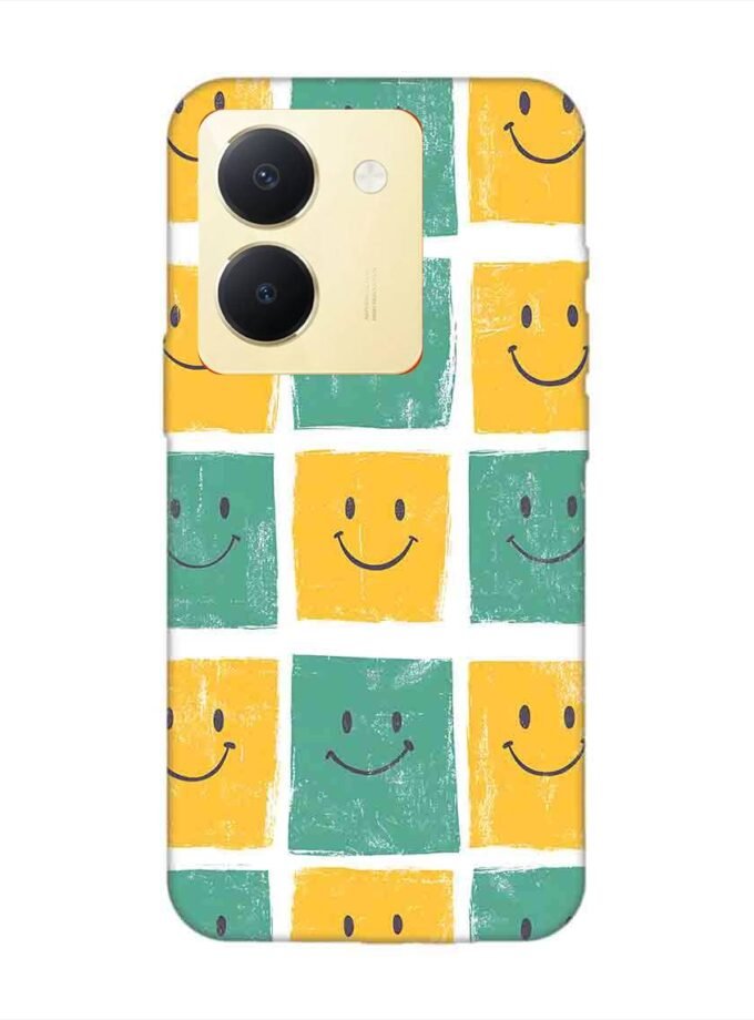 Printed Back Cover for Vivo Y36 Close Up Pattern Smiley Faces