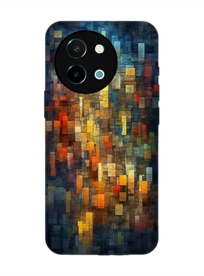 Printed Back Cover for Vivo Y38 (5G) Close Up Colorful Mosaic Squares Shapes