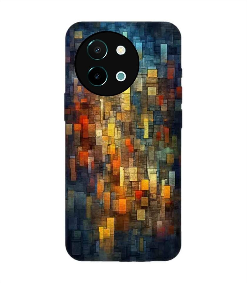 Printed Back Cover for Vivo Y38 (5G) Close Up Colorful Mosaic Squares Shapes