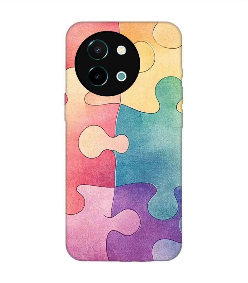 Printed Back Cover for Vivo Y38 (5G) Close Up Colorful Puzzle Piece