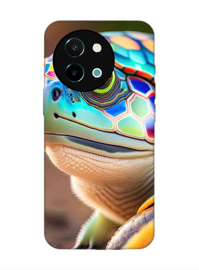 Printed Back Cover for Vivo Y38 (5G) Close Up Cute Turtle