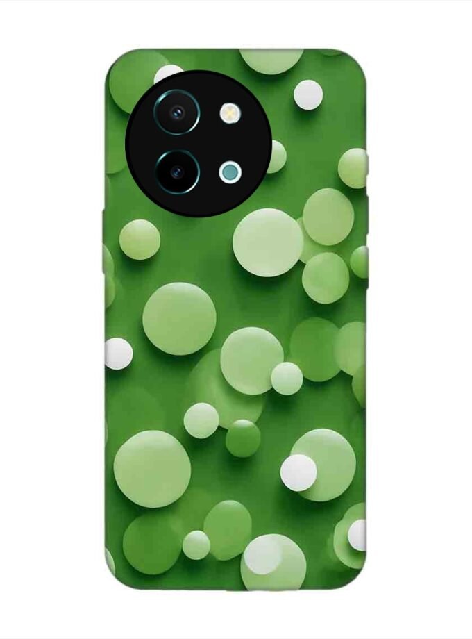 Printed Back Cover for Vivo Y38 (5G) Close Up Green Background With White Polka Dots