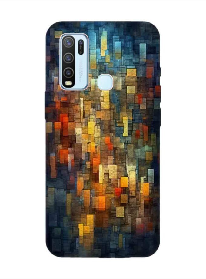 Printed Back Cover for Vivo Y50 Close Up Colorful Mosaic Squares Shapes