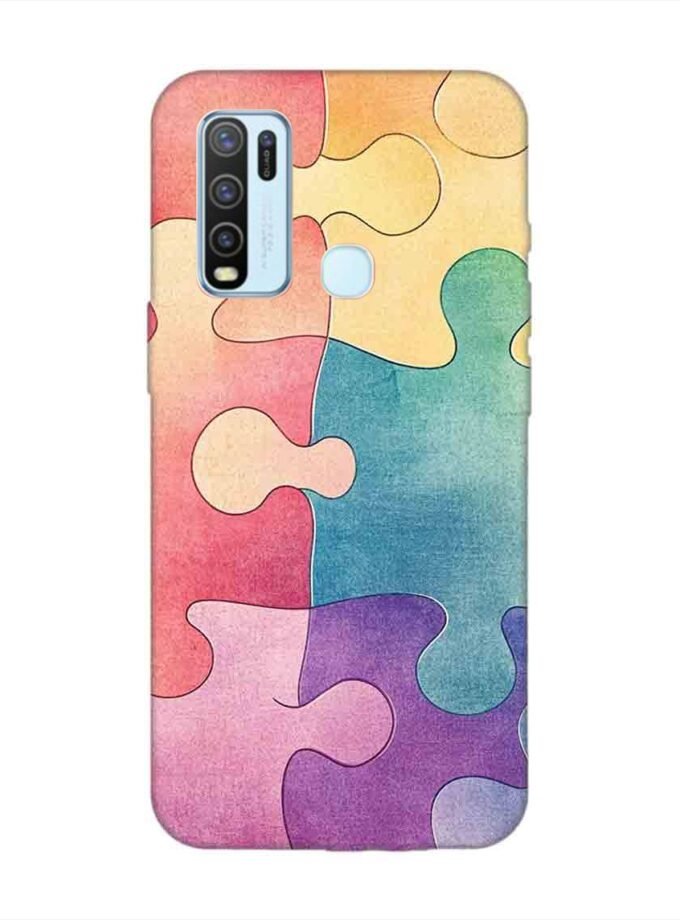 Printed Back Cover for Vivo Y50 Close Up Colorful Puzzle Piece
