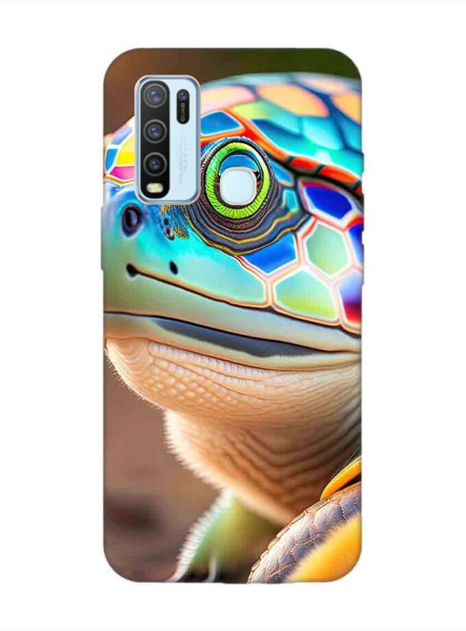 Printed Back Cover for Vivo Y50 Close Up Cute Turtle