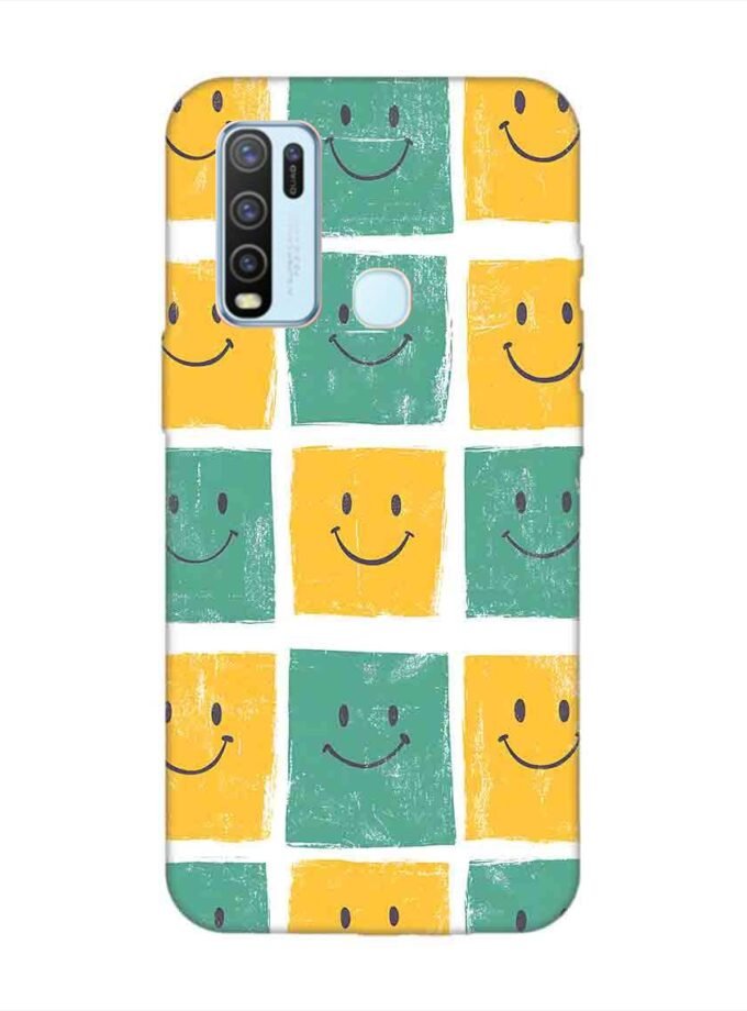 Printed Back Cover for Vivo Y50 Close Up Pattern Smiley Faces
