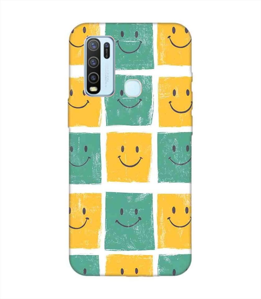 Printed Back Cover for Vivo Y50 Close Up Pattern Smiley Faces