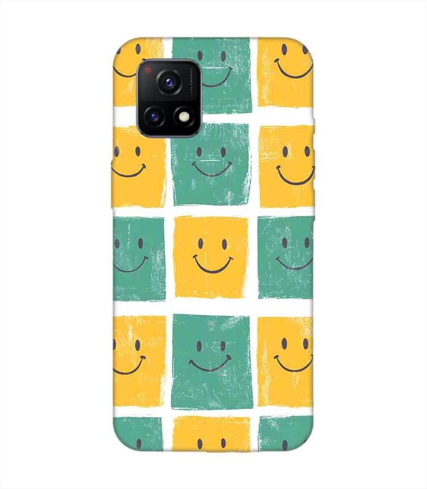 Printed Back Cover for Vivo Y52S Close Up Pattern Smiley Faces